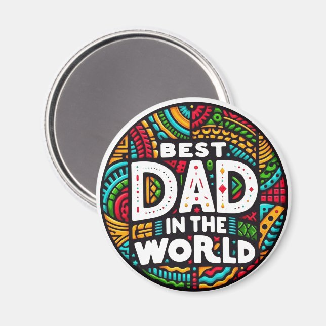 Bester Vater der Welt - Lebendiges Regenbogenmosai Magnet (Vorderseite/Rückseite)