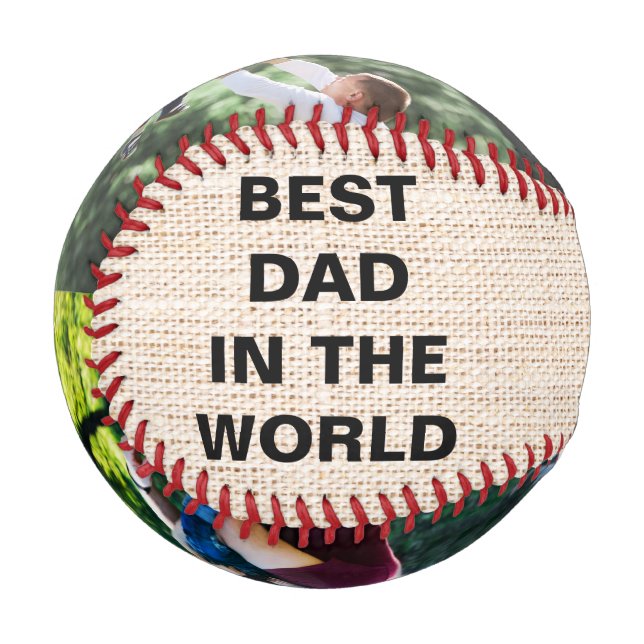 Bester Vater der Welt, Personalisiert 2 Foto Baseb Baseball (Rückseite Rechts)