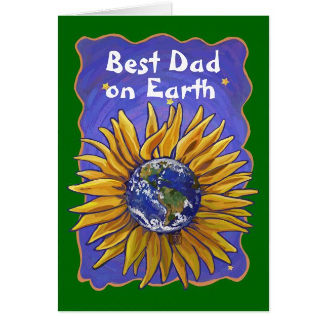 Bester Vater der Welt, Sonnenblumen-Erde-Grußkarte (Vorne)