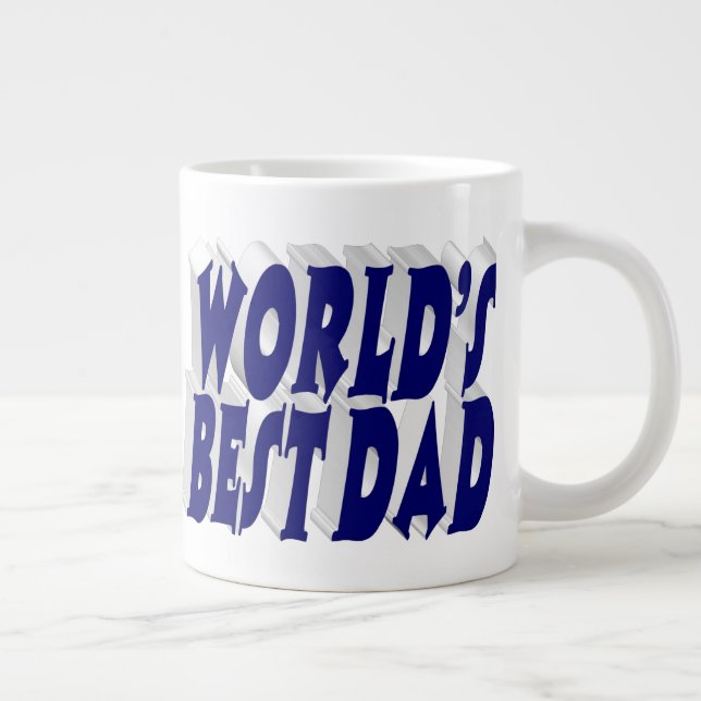Bester Vater dunkelblau 3D-Text Jumbo-Tasse (Rechts)