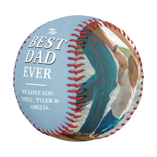 Bester Vater Dusty Blue Vatertag FotoCollage Baseball (Schrägansicht)