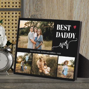 Bester Vater ever 4 Fotos personalisiert schwarz Fotoplatte