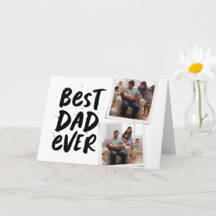 Bester Vater ever trendy zwei Foto schwarz Vaterta Karte