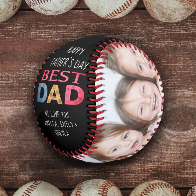 Bester Vater Farbige Typografie 2 FotoCollage Baseball (Von Creator hochgeladen)