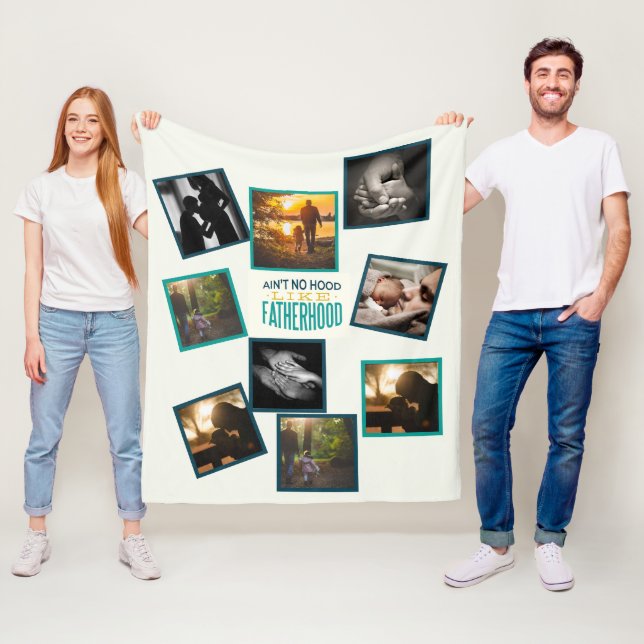 Bester Vater Foto Collage Funny Vaterhood Zitat Fleecedecke (Beispiel)