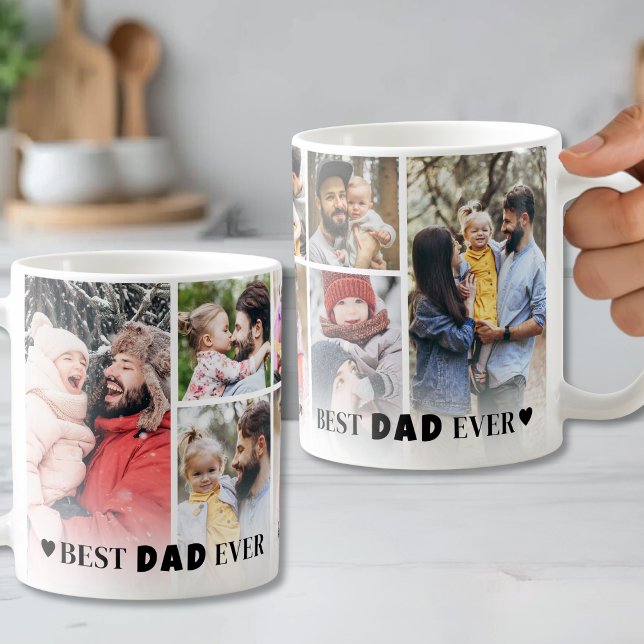 Bester Vater Foto-Collage Kaffeetasse (Best Dad Photo Collage Coffee Mug)