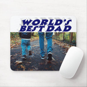Bester Vater Foto dunkelblau 3D-Text Mousepad