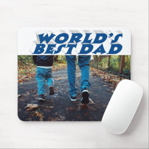Bester Vater Foto Meeresblau 3D-Text Mousepad