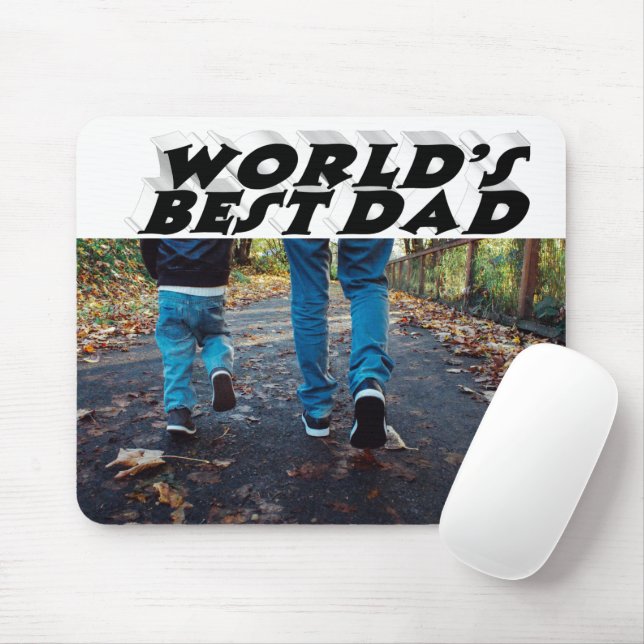 Bester Vater Foto schwarz, 3D-Text Mousepad (Mit Mouse)