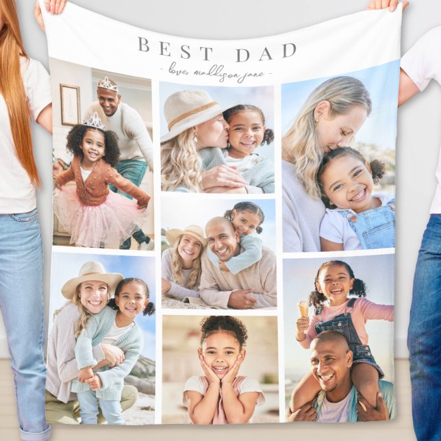 Bester Vater Fotocollage Fleecedecke (Best Dad Photo Collage Fleece Blanket )