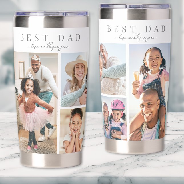 Bester Vater Fotocollage Thermobecher (Best Dad Photo Collage Insulated Tumbler)