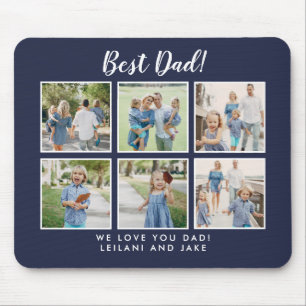 Bester Vater! Fotolage Moderne Marine Blau Mousepad