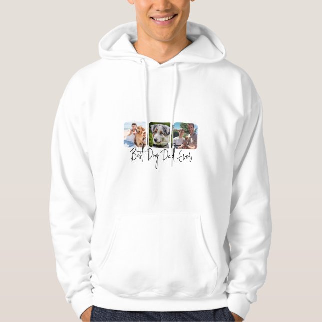 Bester Vater für Hunde - Individuelle 3-Foto Colla Hoodie (Vorderseite)