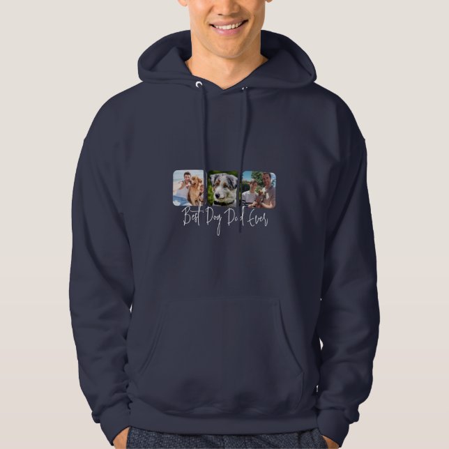 Bester Vater für Hunde - Individuelle 3-Foto Colla Hoodie (Vorderseite)