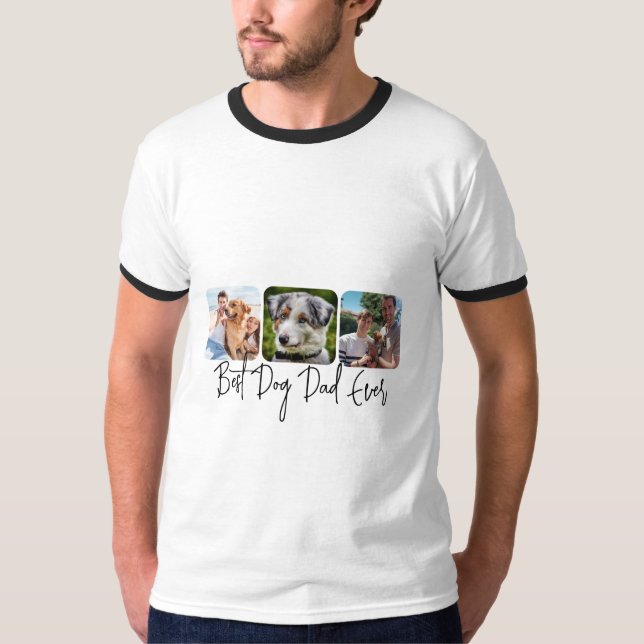 Bester Vater für Hunde - Individuelle 3-Foto Colla T-Shirt (Vorderseite)