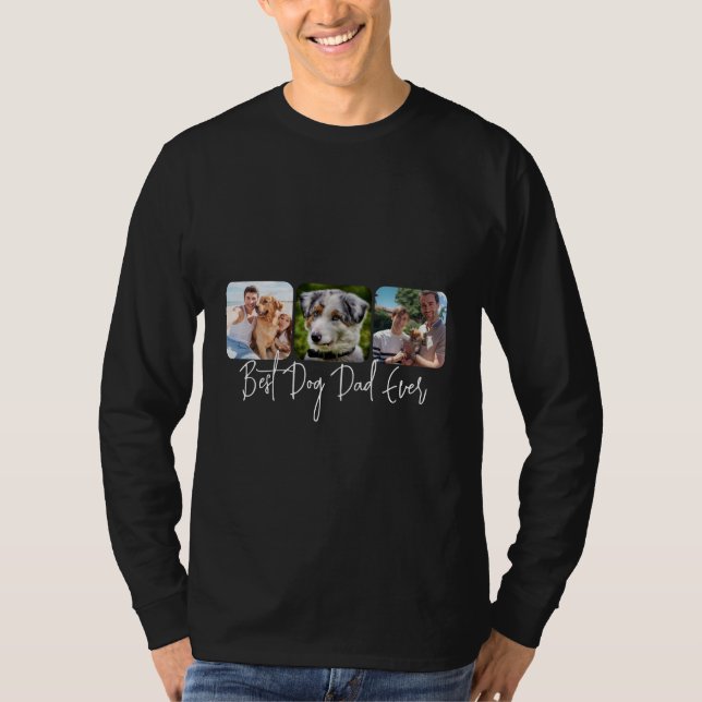 Bester Vater für Hunde - Individuelle 3-Foto Colla T-Shirt (Vorderseite)