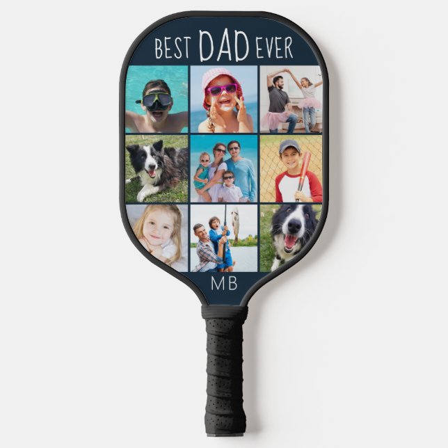 Bester Vater für jeden 9-Foto-Skriptnamen benutzer Pickleball Schläger (Vorderseite)