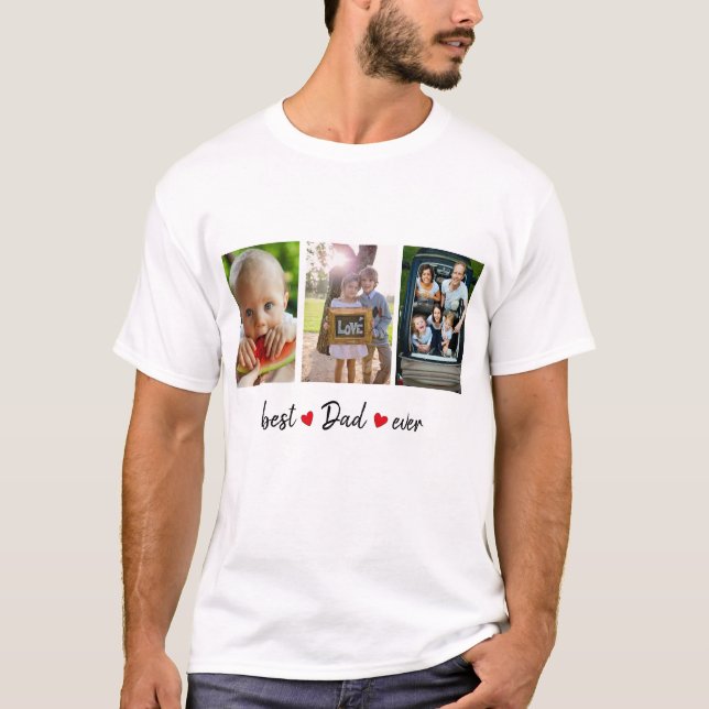 Bester Vater für jedes 3-Foto T-Shirt (Vorderseite)