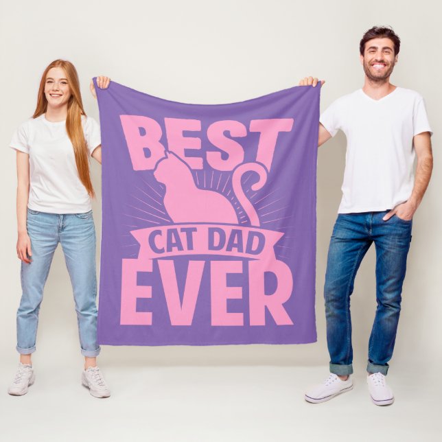 Bester Vater für Katzen je - Silhouette Fleecedecke (Beispiel)