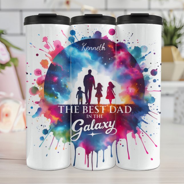Bester Vater: Galaxy Family Silhouette Thermosbecher (Von Creator hochgeladen)