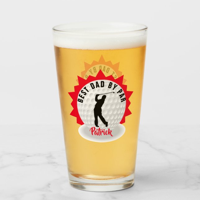 Bester Vater Golfer Pub Personalisiert Glas (Vorne (Gefüllt))