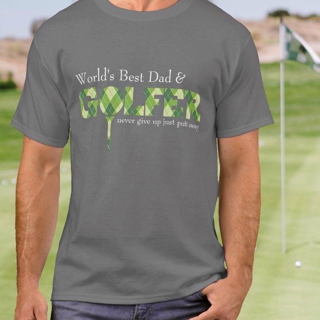 Bester Vater Golfer tee Raute gemusterter grüner T (Von Creator hochgeladen)