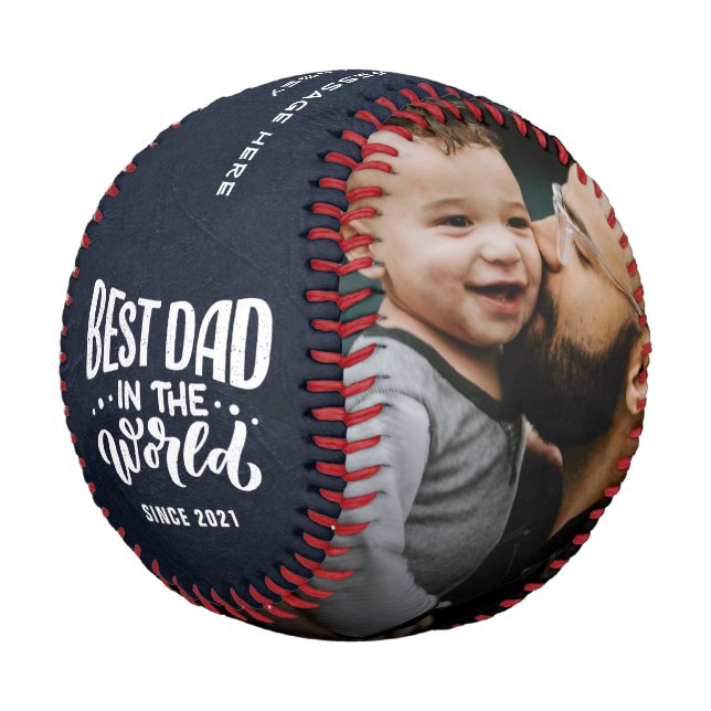 "Bester Vater in der Welt" 2-Foto-Nachricht Baseball (Schrägansicht)