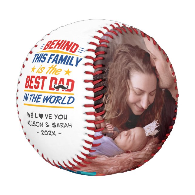 Bester Vater in Fotos der Typografie-Familie Baseball (Schrägansicht)