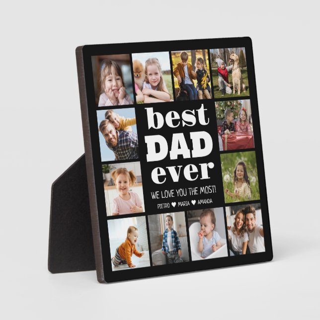 Bester VATER je 12 FotoCollage Fotoplatte (Vorderseite)