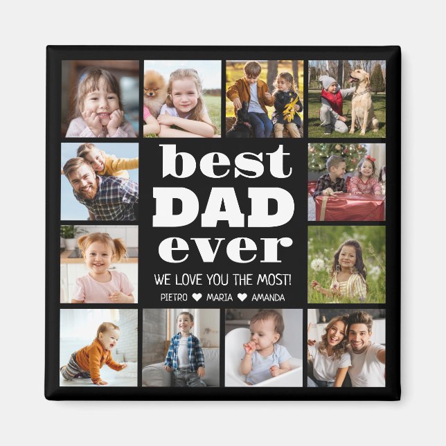 Bester VATER je 12 FotoCollage Magnet (Vorne)