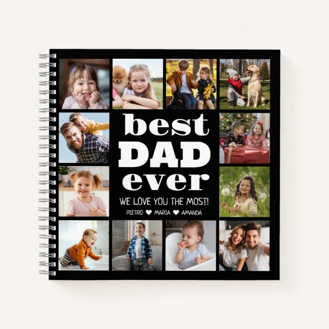 Bester VATER je 12 FotoCollage Notizbuch (Vorderseite)