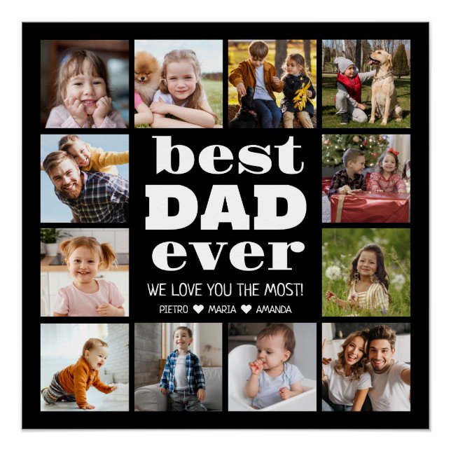 Bester VATER je 12 FotoCollage Poster (Vorderseite)
