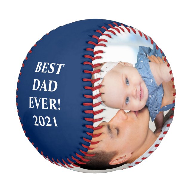 Bester Vater je 2 Foto Blau Baseball (Schrägansicht)