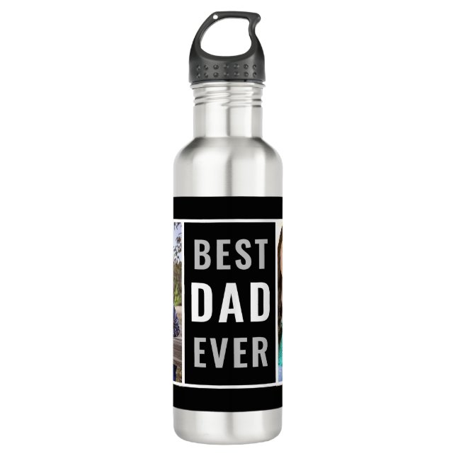 Bester Vater je 2 FotoCollage Edelstahlflasche (Vorderseite)