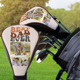 Bester Vater je 3 Foto Groovy Retro Typografie Golf Headcover