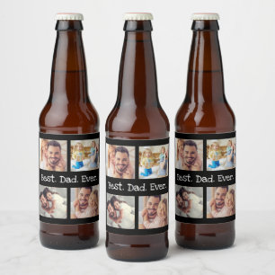 Bester Vater je 4 Foto Collage Spaß Keepake Bierflaschenetikett