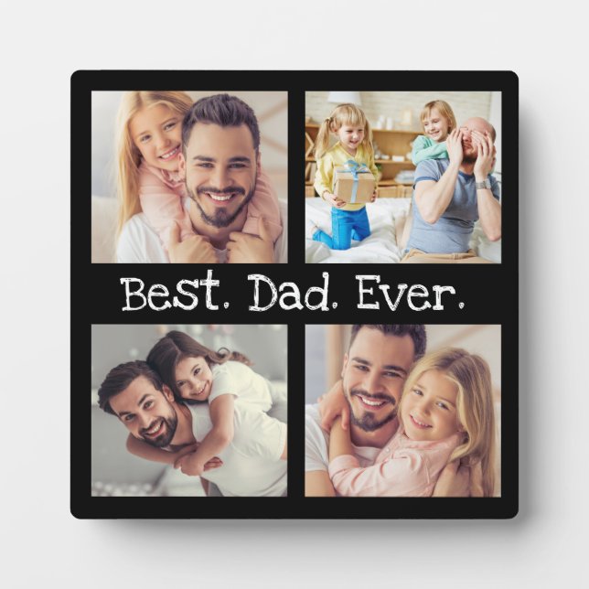 Bester Vater je 4 Foto Collage Spaß Keepake Fotoplatte (Vorderseite)