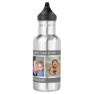 Bester Vater je 4 Foto Grau Edelstahlflasche