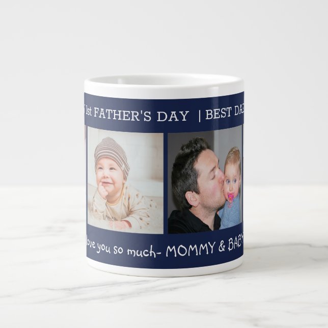 Bester Vater je 4 Foto Navy Blue Jumbo-Tasse (Vorderseite)