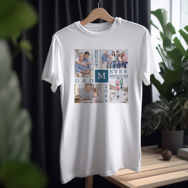 Bester Vater je 4 Foto und individuelles Jahr T-Shirt (Von Creator hochgeladen)