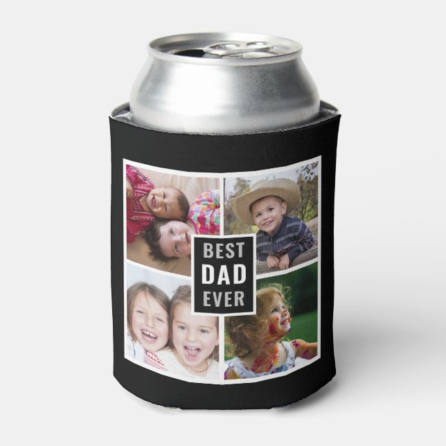 Bester Vater je 4 FotoCollage Personalisiert Schwa Dosenkühler (Kanne Vorderseite)