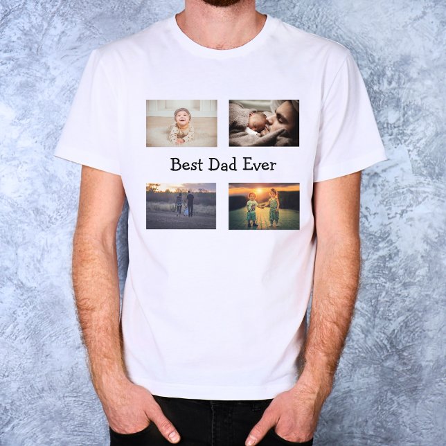 Bester Vater je 4 FotoCollage T-Shirt (Von Creator hochgeladen)