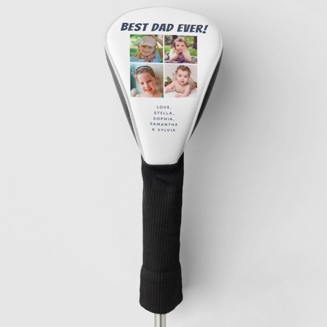 Bester Vater je 4 Fotos Navy Blue Golf Headcover (Vorderseite)