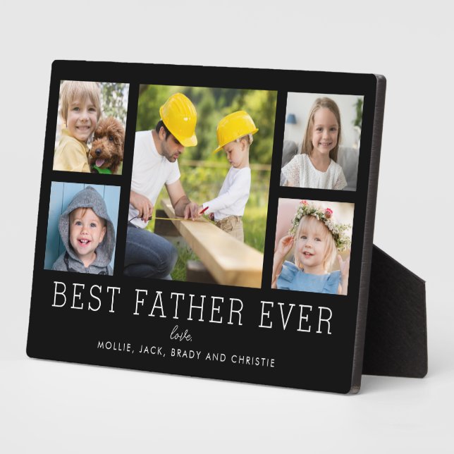 Bester Vater je 5-Foto Collage einfache Custom Fotoplatte (Seite)