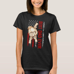 Bester Vater je Amerika Flaggen Vater haben 3 Kind T-Shirt