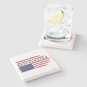 Bester Vater je amerikanische Flagge Steinuntersetzer