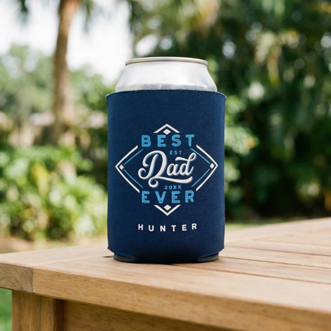 Bester Vater je Baseball Diamant Name und Monogram Dosenkühler (Best Dad Ever Personalized Baseball Gift For Dad Can Cooler)