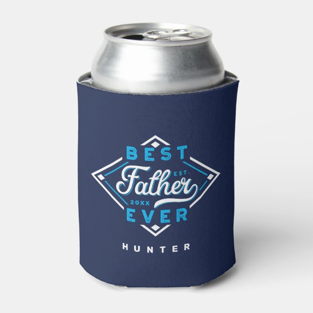 Bester Vater je Baseball Diamant Name und Monogram Dosenkühler (Kanne Vorderseite)