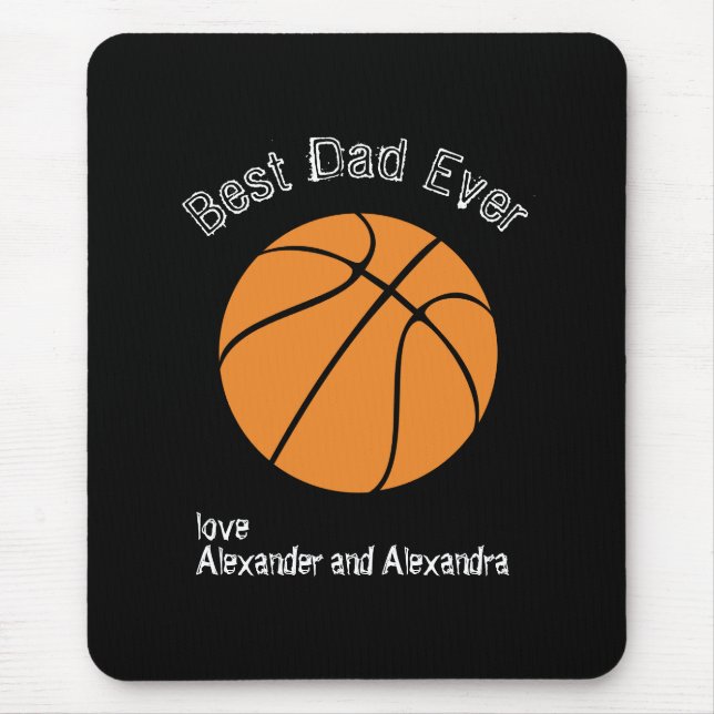 Bester Vater je Basketball gestörter Text Mousepad (Vorne)