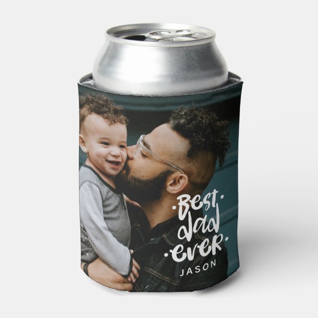Bester Vater je Benutzerdefiniert 2 Fotos Namenssc Dosenkühler (Kanne Vorderseite)